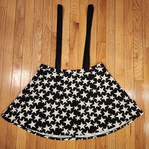 Tripp NYC Daang Goodman Black & White Star Print Suspender Skirt